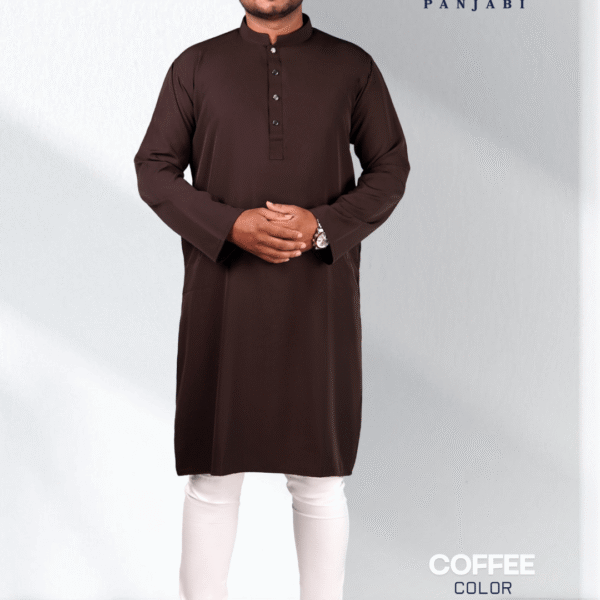 কফি কালার সলিড পাঞ্জাবি