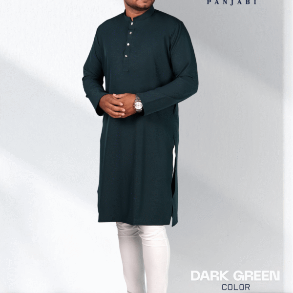 ডার্ক গ্রিন কালার সলিড পাঞ্জাবি