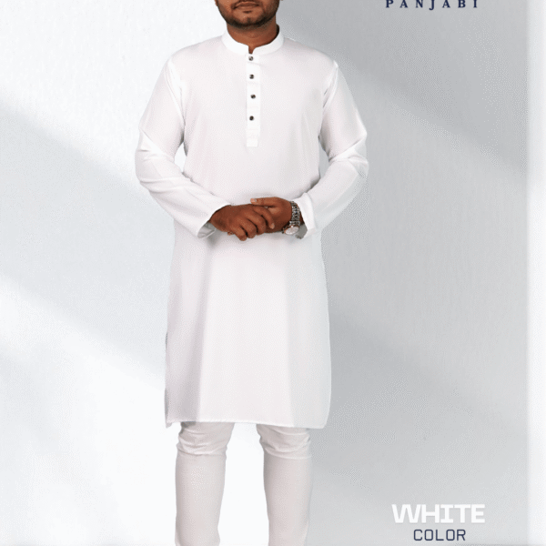 সাদা কালার সলিড পাঞ্জাবি