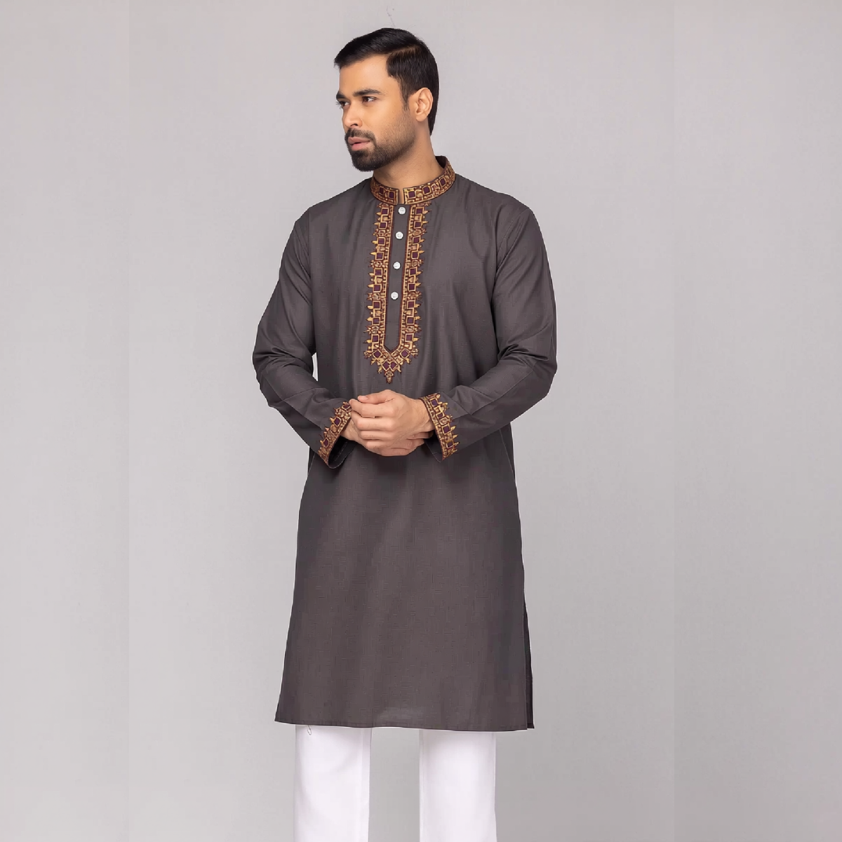 olive-color-ultra-fine-cotton-punjabi olive-color-ultra-fine-cotton-punjabi