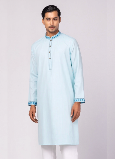 Sky Blue Color - Ultra Fine Cotton Punjabi