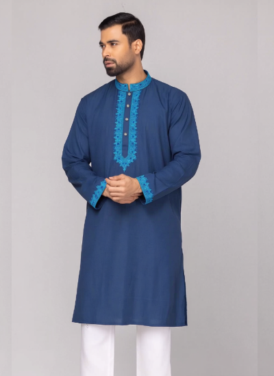 Petrol Blue Color - Ultra Fine Cotton Punjabi